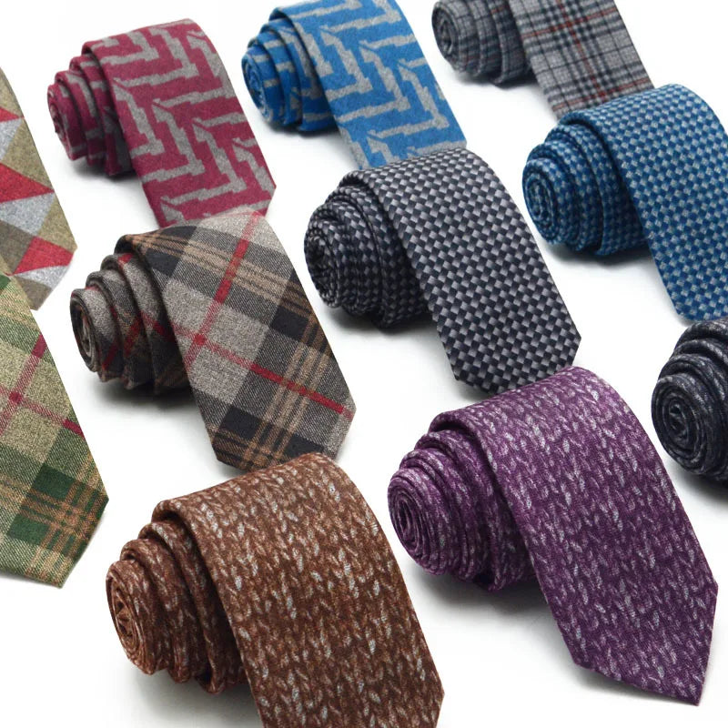 Fashion Men's Colourful Tie Cotton Formal Classic Plaid Ties Necktie Narrow Slim Skinny Cravate Narrow Thick Neckties For Man